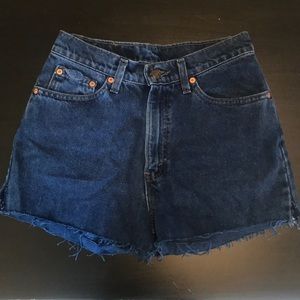 Levi’s high waist dark wash shorts